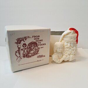 Vintage 1997 Mark Klaus Santa With Girl 3D Diorama Christmas Ornament